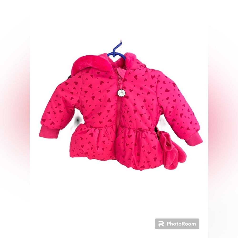 Rothschild 18 months coat Jacket NWT pink w/ velvet hearts winter coat & mittens